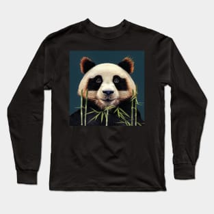 Friendly Panda with Bamboo Long Sleeve T-Shirt